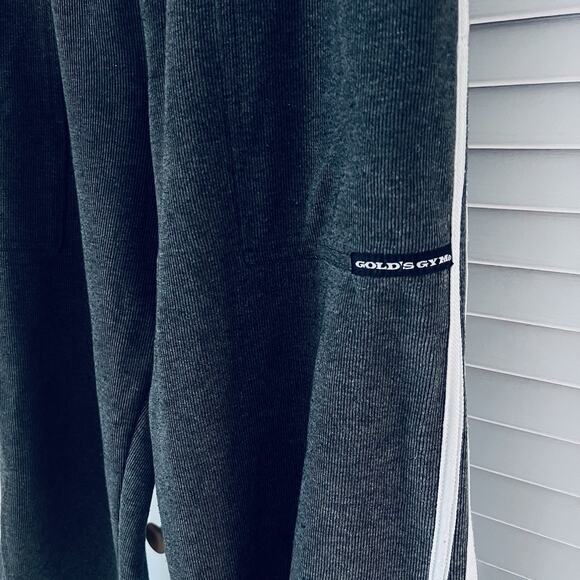 Gold’s Gym Men’s Sweatpants Medium Gray Striped Athletic Lounge Pants Joggers - Picture 4 of 10